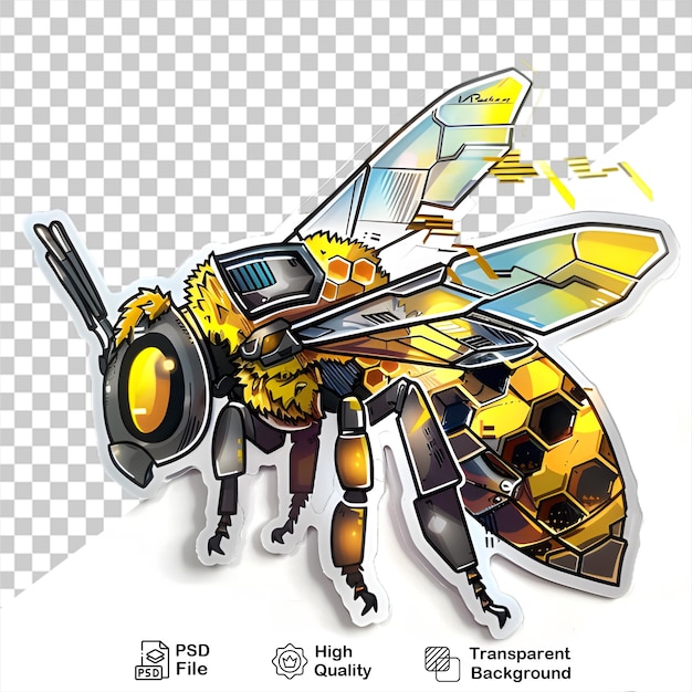 PSD a bee sticker on transparent background