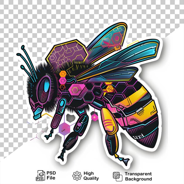 A bee sticker on transparent background