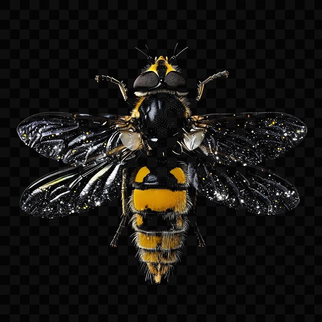 PSD a bee with a black background and a bee on the side