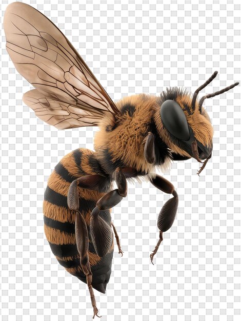 PSD a bee with a black head and a yellow body