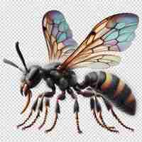 PSD a bee with a blue and yellow wings