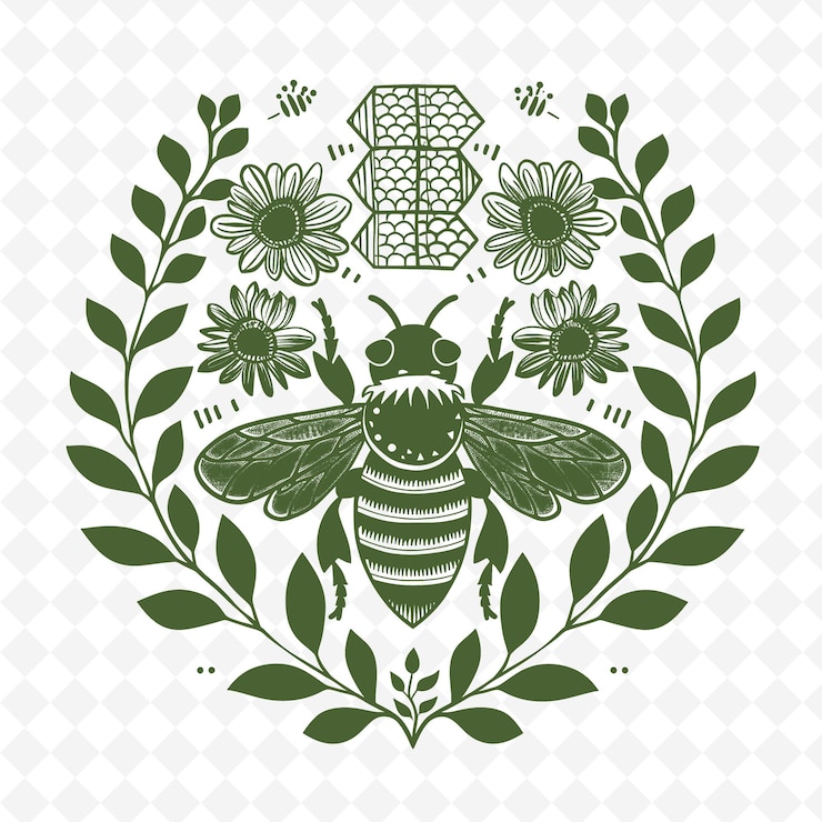 PSD a bee with a flower pattern on it
