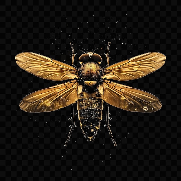 PSD a bee with a gold body and a black background