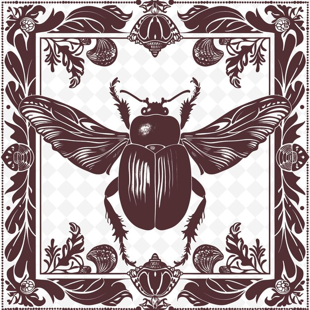 PSD a bee with a pattern of flowers and a butterfly