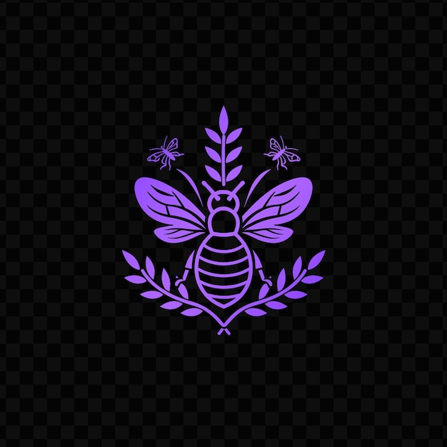 PSD a bee with a purple flower on a transparent background