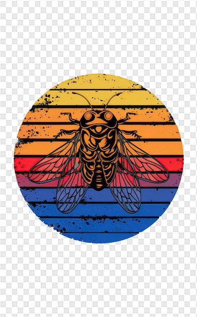 PSD bee with a rainbow colored background