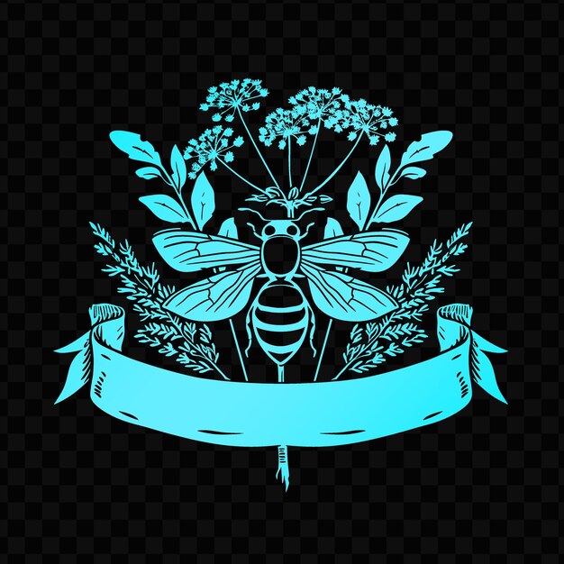 PSD a bee with a ribbon that says bee on it