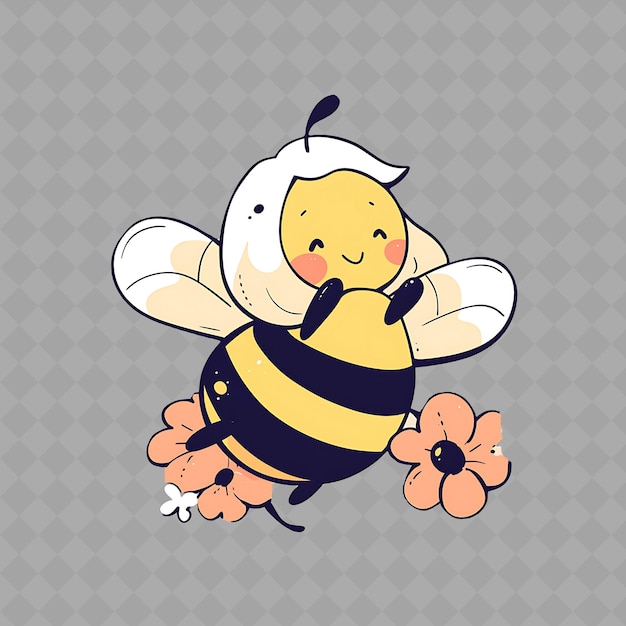 PSD a bee with a tag on its neck