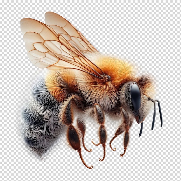 PSD a bee with a yellow body and a black and orange markings