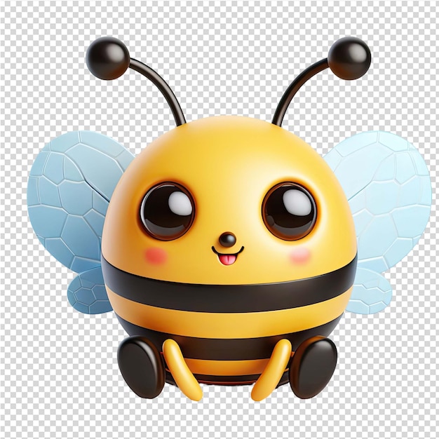 PSD a bee with a yellow face and black stripes on it