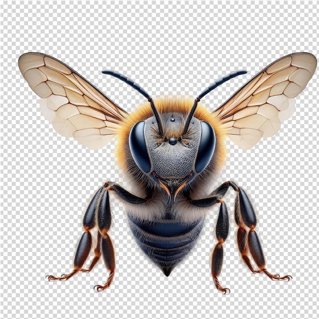 PSD a bee with a yellow wings and a black nose
