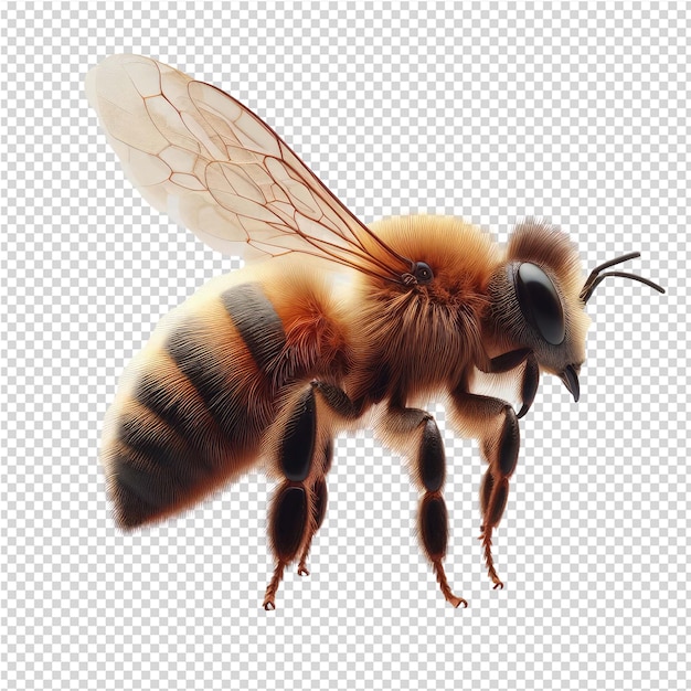 PSD Красивая изолированная пчела приносит природу опылителю