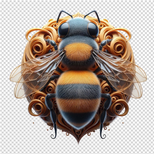 PSD Красивая изолированная пчела приносит природу опылителю