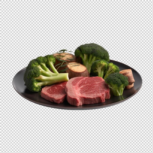 PSD beef and broccoli isolated on transparent background generative ai