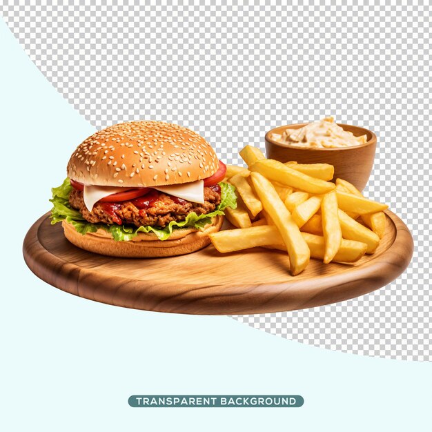 PSD beef burger and chips