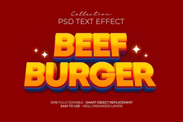 Beef burger custom text effect