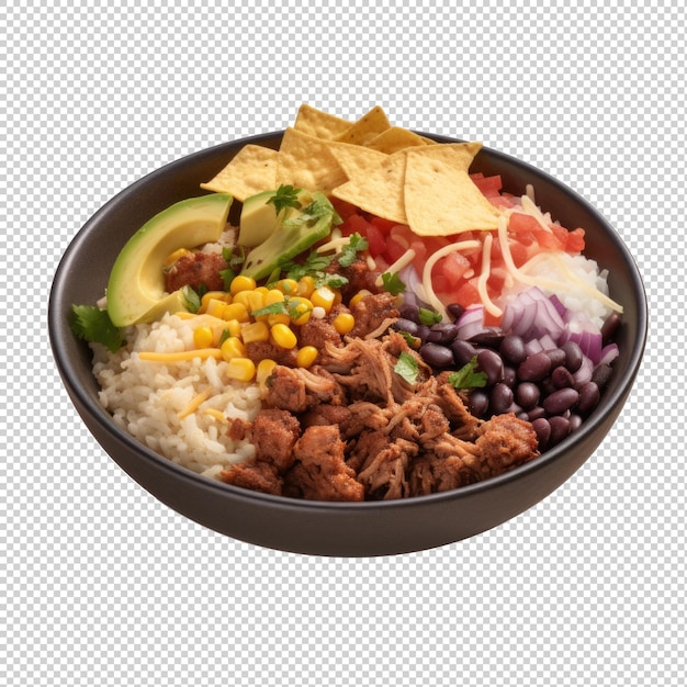 PSD beef burrito bowl isolated on transparent background generative ai