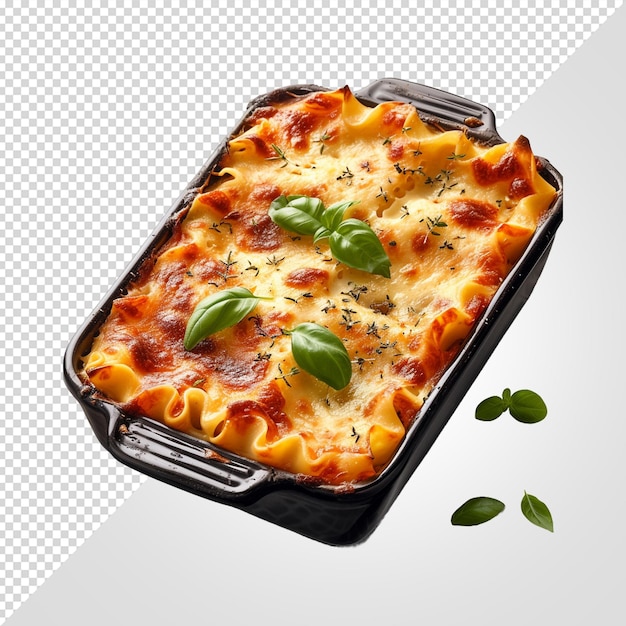 PSD beef lasagna isolated on white background