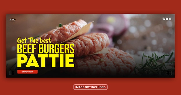 PSD Бэннер шаблона обложки фейсбука для говядины и ресторана