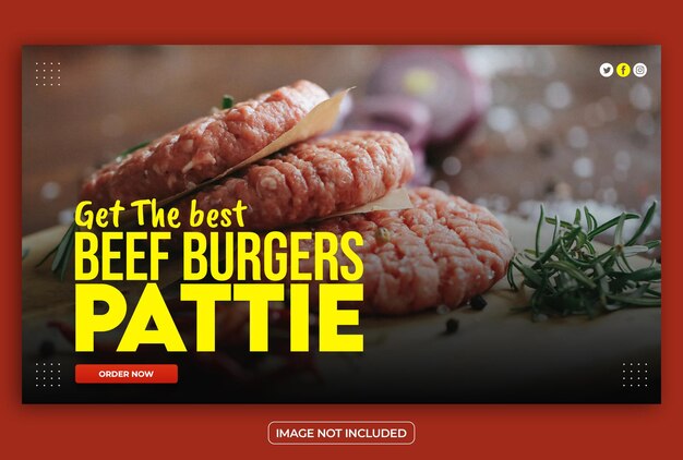 PSD beef pattie and restaurant web banner template