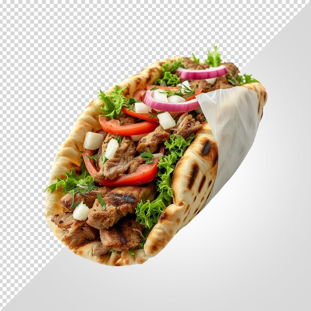 Shawarma di manzo isolato su sfondo bianco