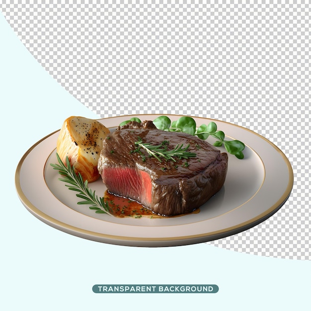 PSD 皿に盛られた牛肉ステーキ