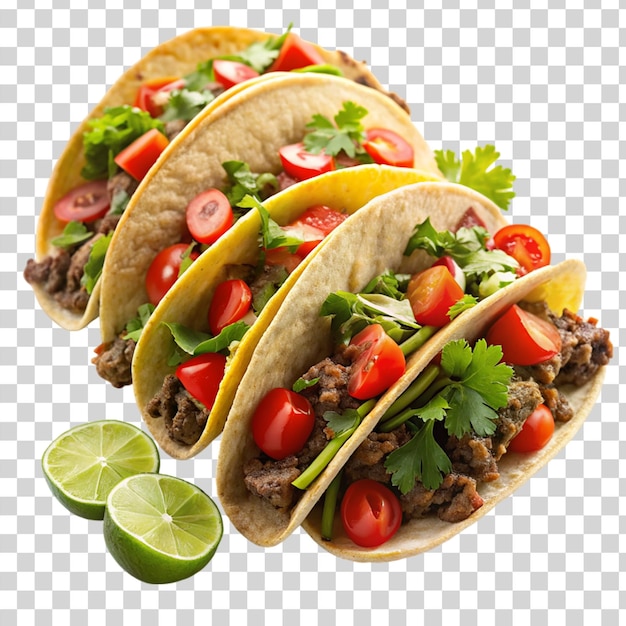 PSD beef tacos isolated on transparent background