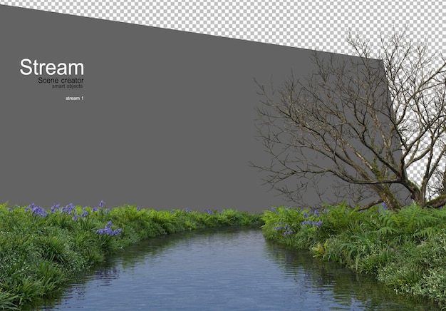beek en veel planten aan het water