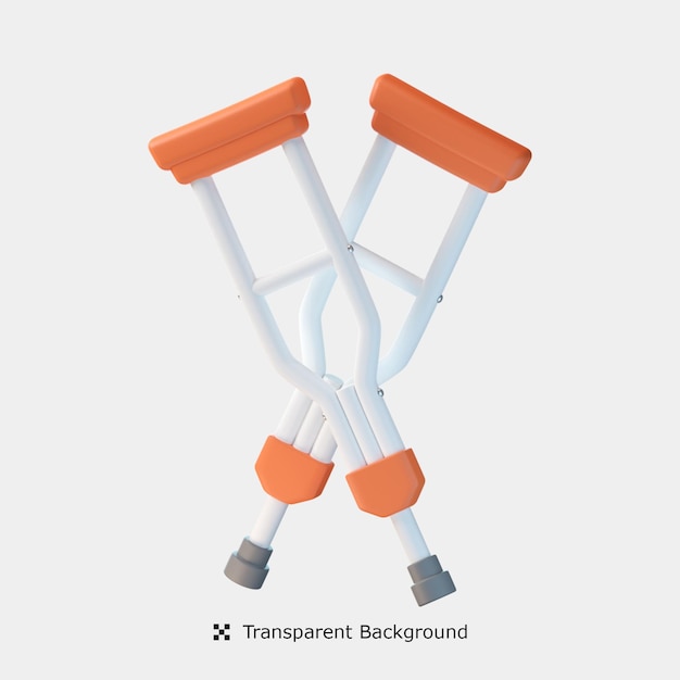 Been krukken 3d pictogram illustratie