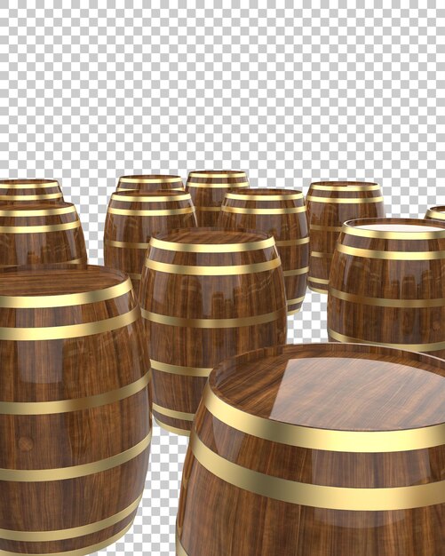 PSD beer barrel on transparent background 3d rendering illustration