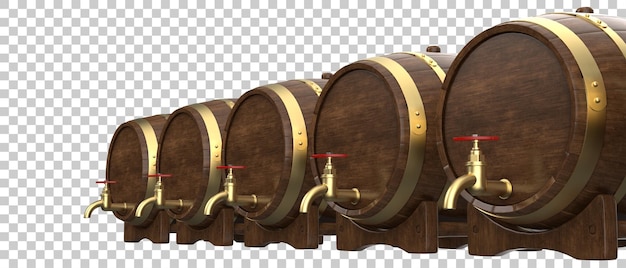 PSD beer barrel on transparent background 3d rendering illustration