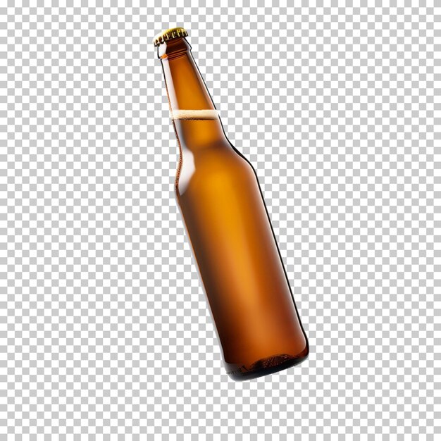 PSD 透明な背景に隔離されたビールボトルとビールグラス