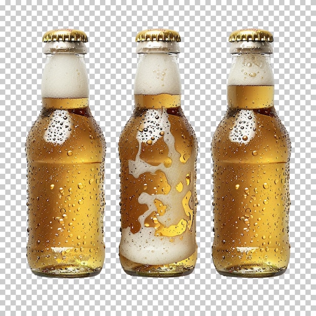 PSD beer bottle and beer glass isolated on transparent background