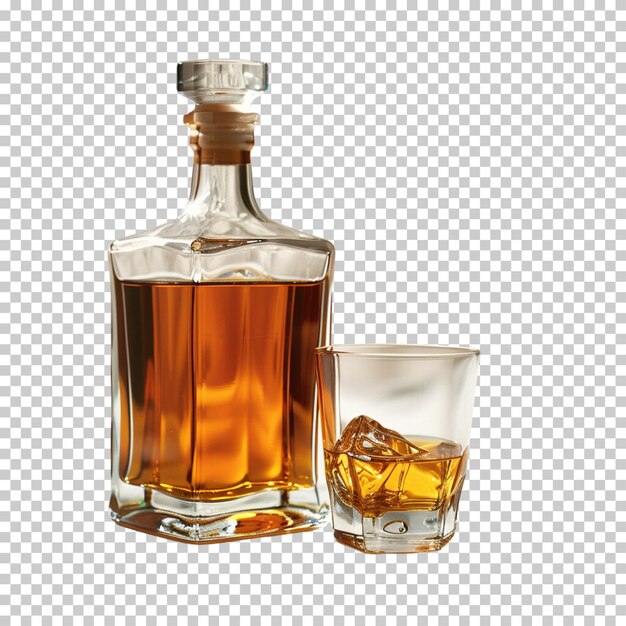 Beer bottle and beer glass isolated on transparent background