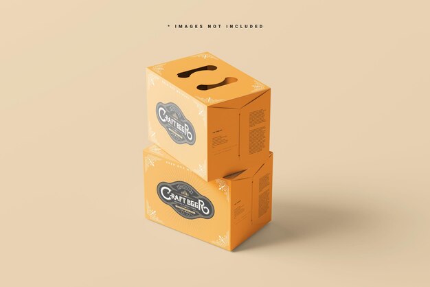 beer bottle box carrying case mockups