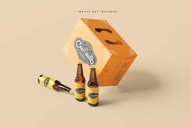 PSD beer bottle box carrying case mockups