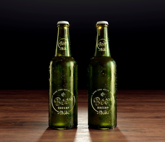 PSD bottiglia di birra con design mock-up dell'etichetta