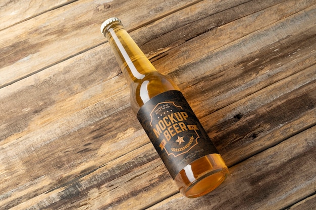 PSD beer bottle with label mockup design