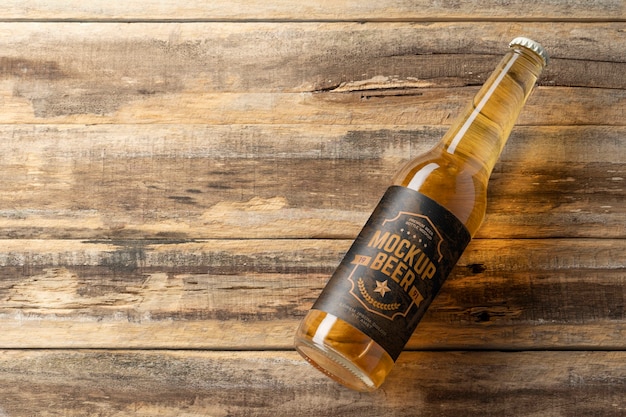 PSD beer bottle with label mockup design