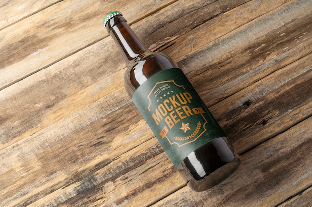 Beer bottle with label mockup design