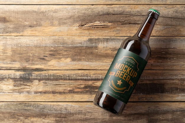 PSD beer bottle with label mockup design