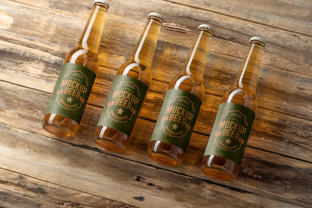 Beer bottle with label mockup design