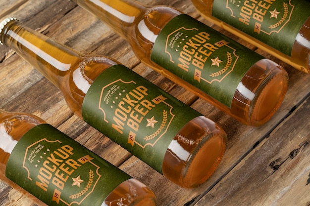Beer bottle with label mockup design