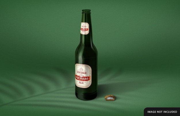 Beer bottle with label mockup design