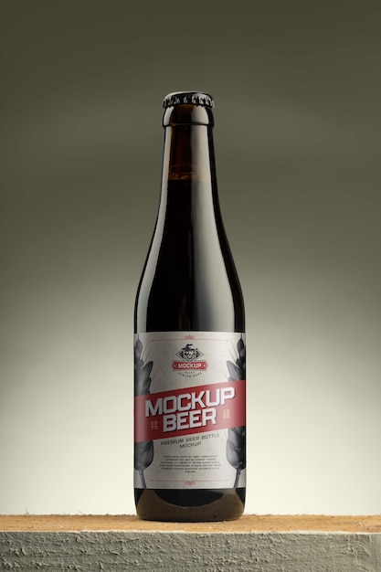 Beer bottle with label mockup