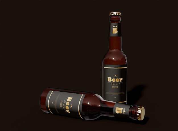 Mockup di bottiglie di birra