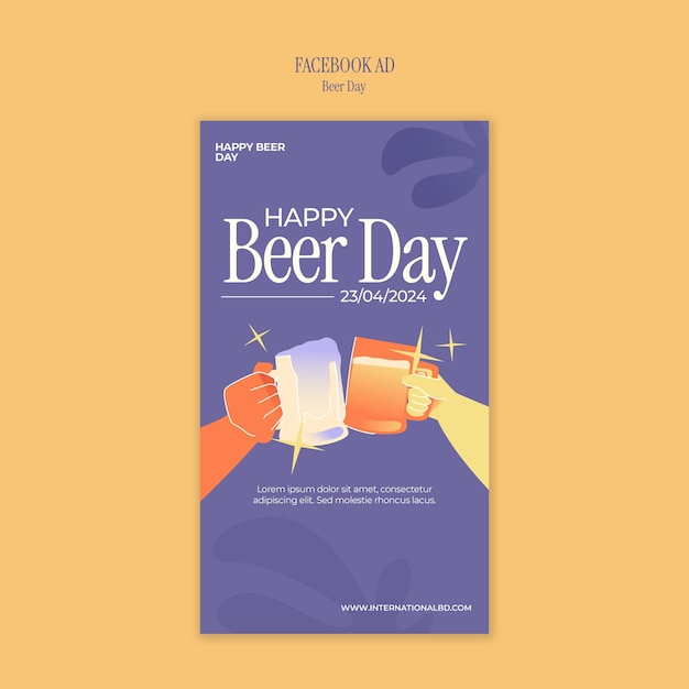 PSD beer day celebration facebook  template