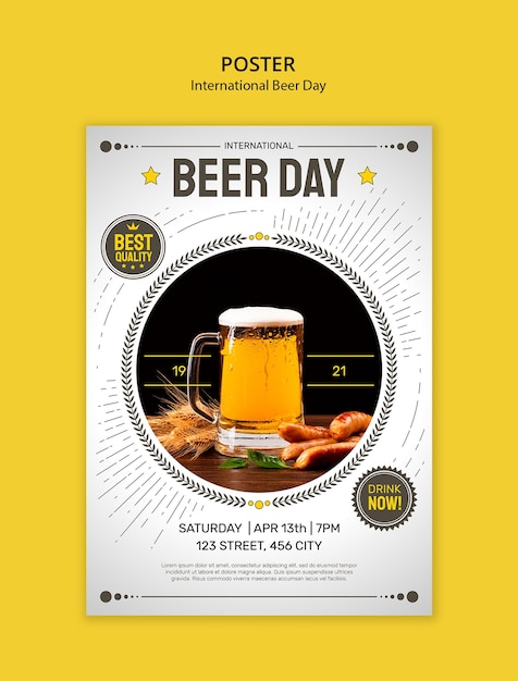 Beer day celebration poster template