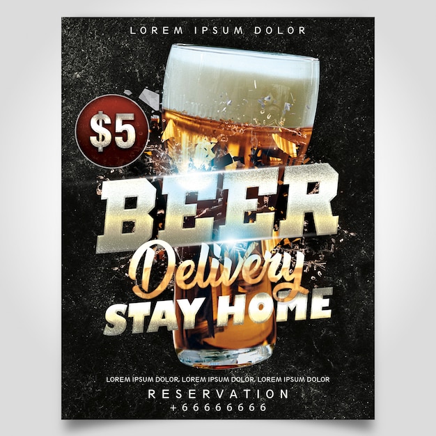 PSD modello di flyer di consegna della birra