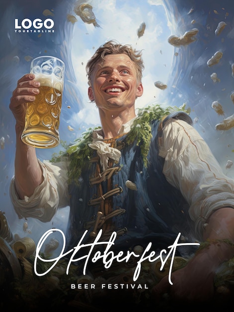 PSD 맥주 축제 옥토버페스트 소셜 미디어 포스터 디자인